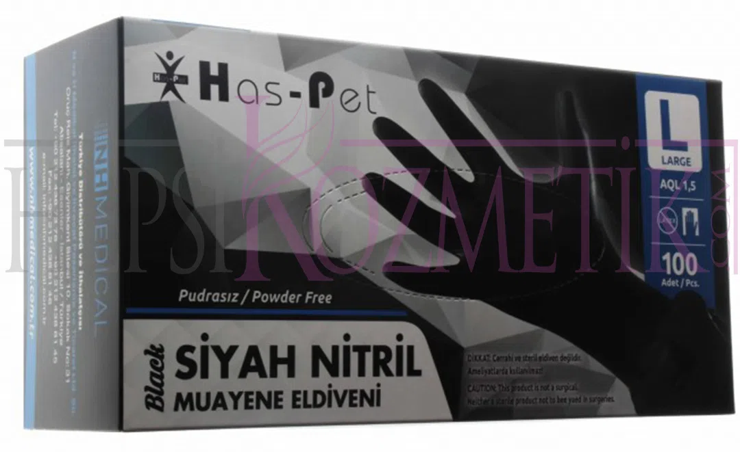 Nitril Eldiven Siyah Haspet L 100 Adet