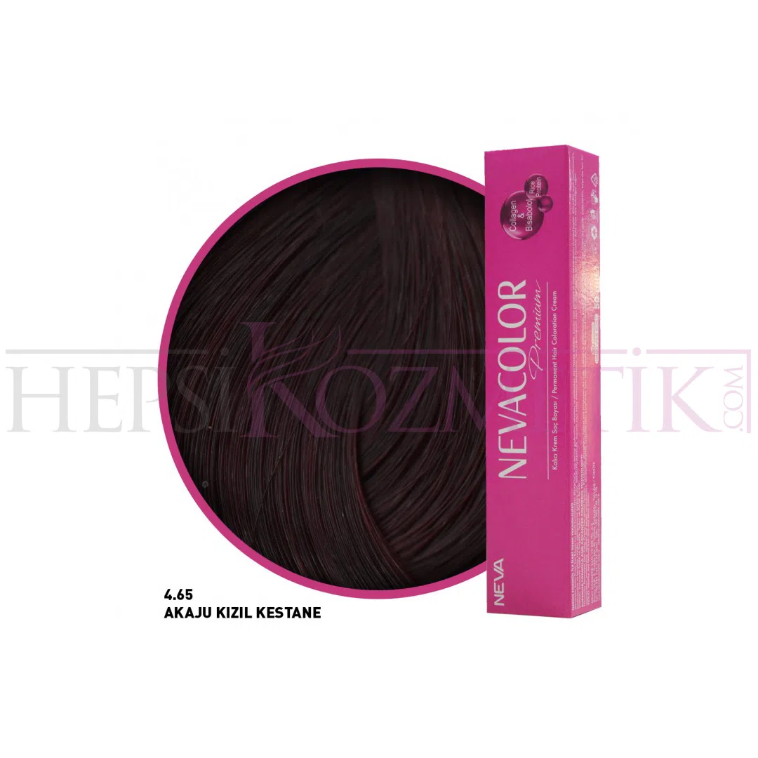 Nevacolor Premium Saç Boyası 4.65 Akaju Kızıl Kestane 50 Ml