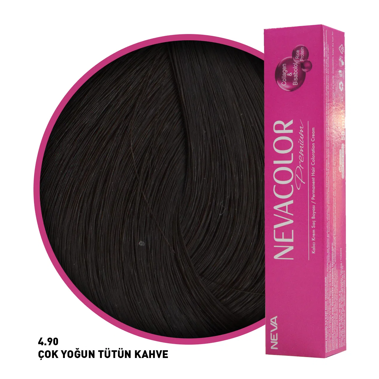 Nevacolor Premium Saç Boyası 4.90 Çok Yoğun Tütün Kahve 50 Ml