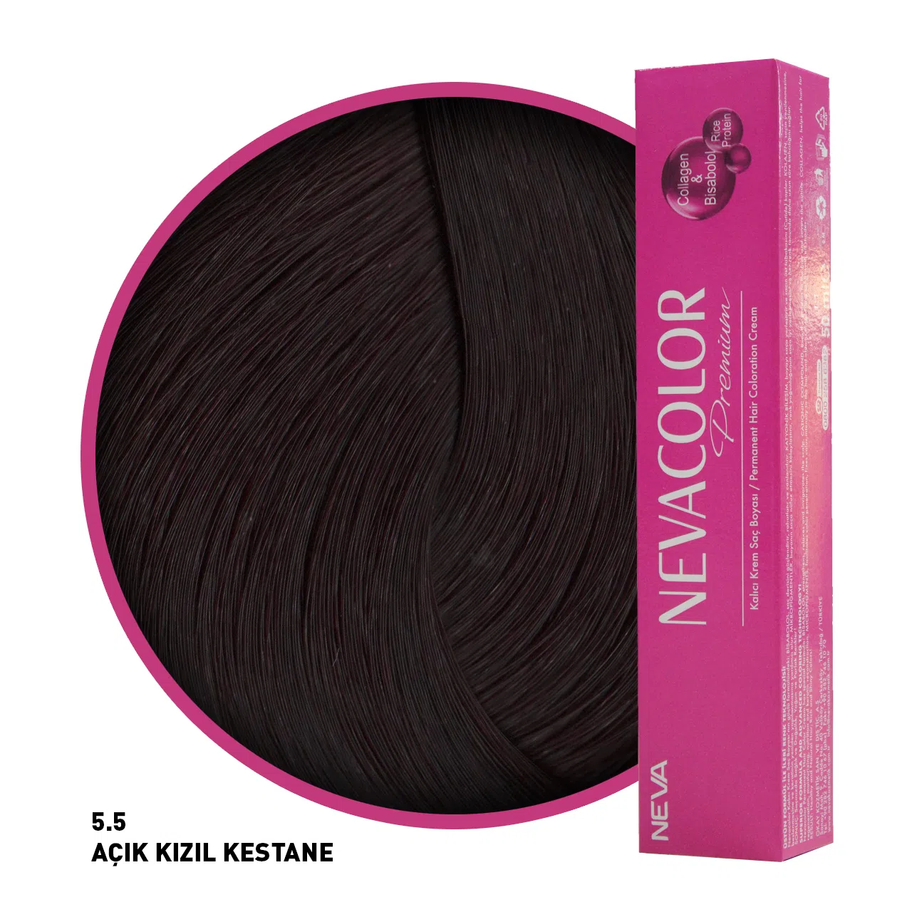 Nevacolor Premium Saç Boyası 5.5 Açık Kızıl Kestane 50 Ml