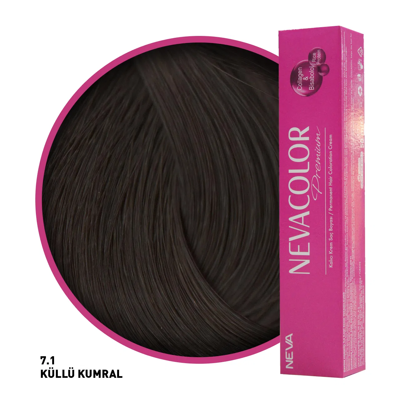 Nevacolor Premium Saç Boyası 7.1 Küllü Kumral 50 Ml