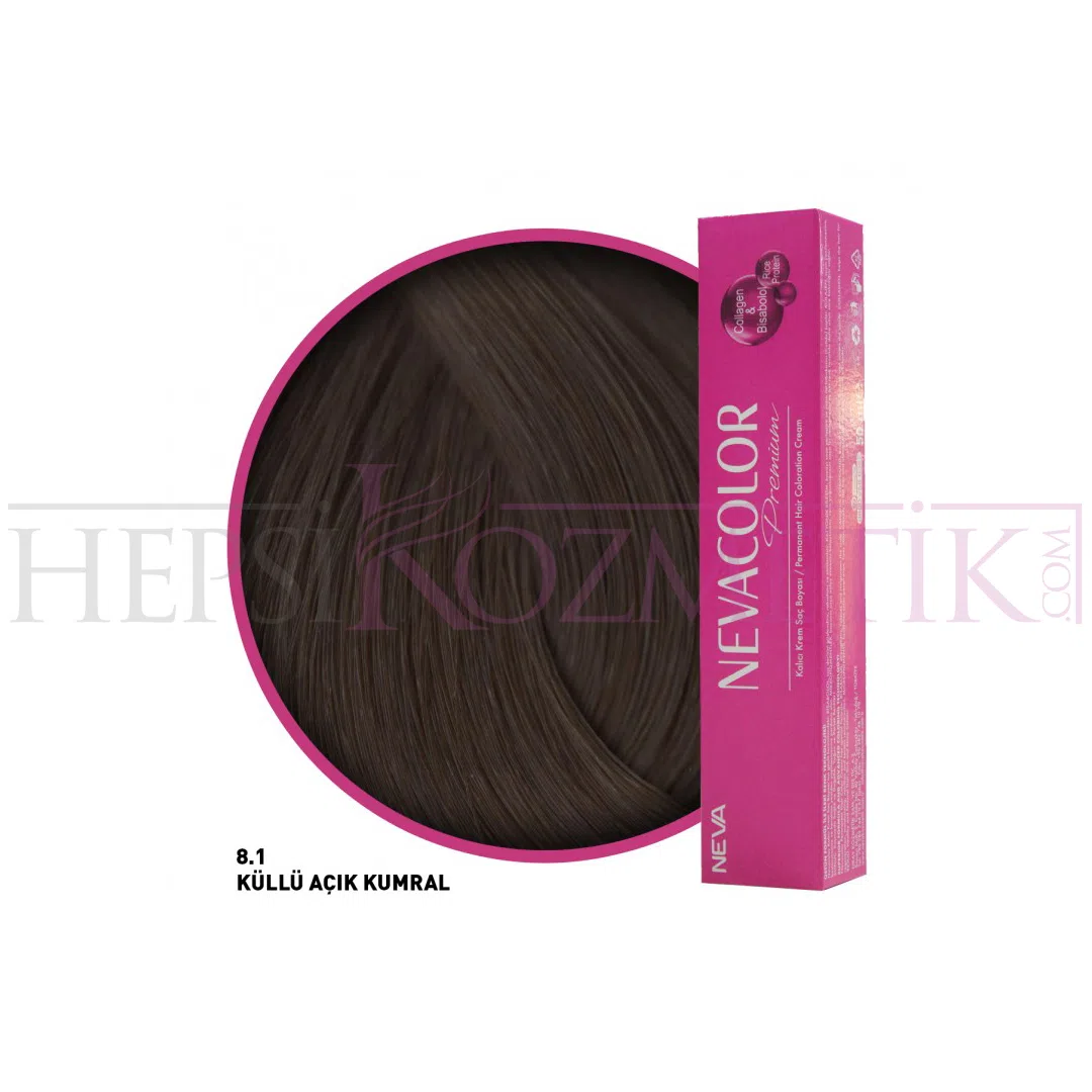 Nevacolor Premium Saç Boyası 8.1 Küllü Açık Kumral 50 Ml