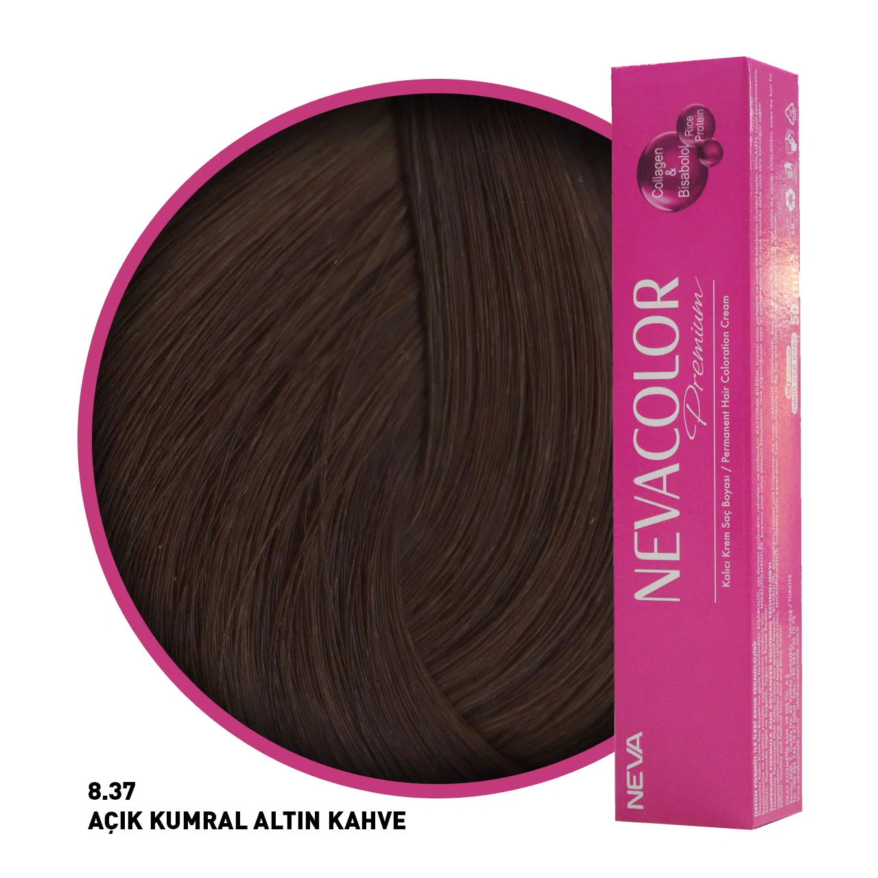 Nevacolor Premium Saç Boyası 8.37 Açık Kumral Altın Kahve 50 Ml