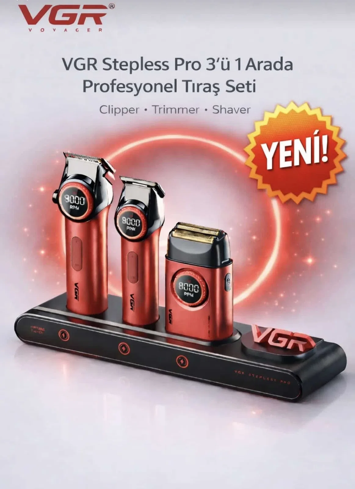 VGR Şarjlı Saç-Sakal-Elekli Tıraş Makinesı Steples 