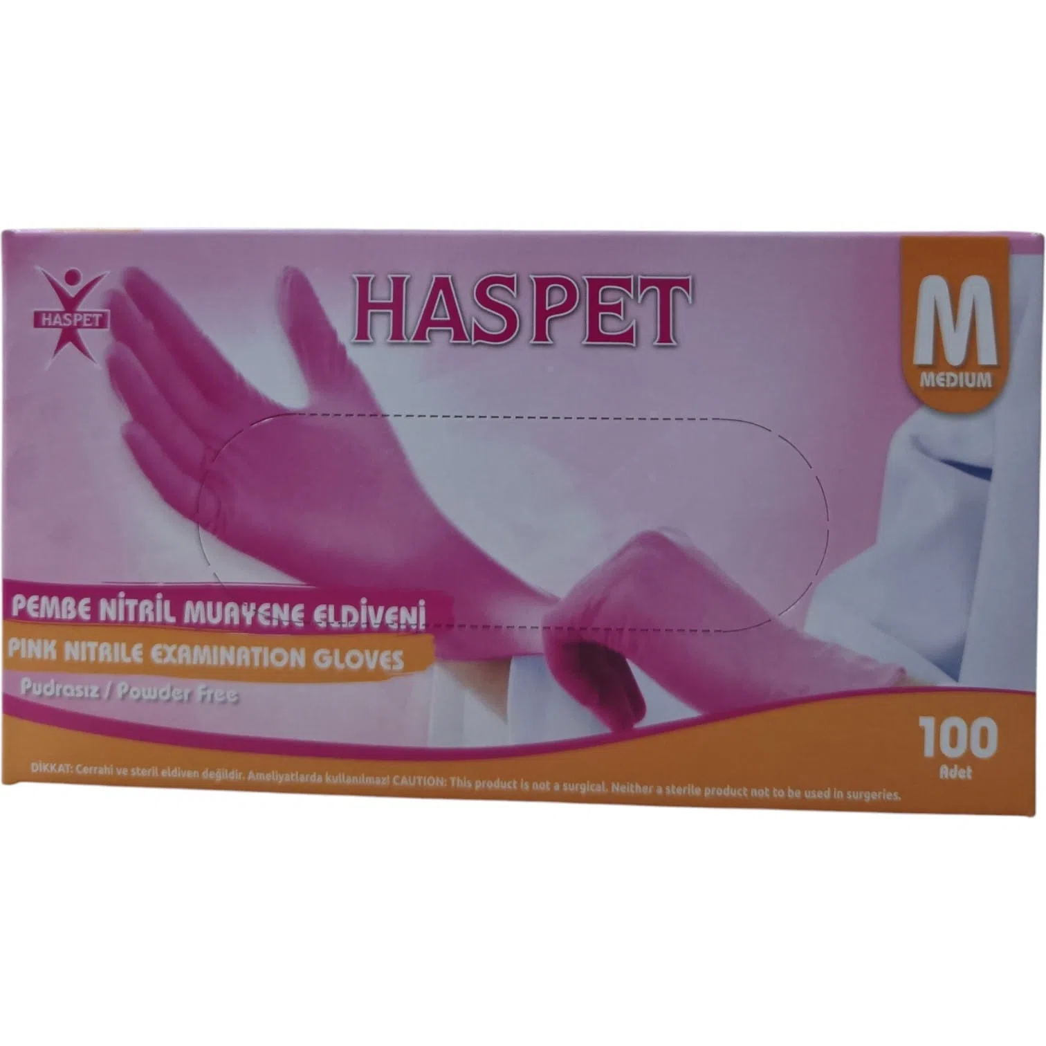 Nitril Eldiven Pembe Haspet M 100 Adet